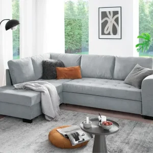 Ecksofa John 239x86x178 cm Primo light grey Garantierte Lieferung