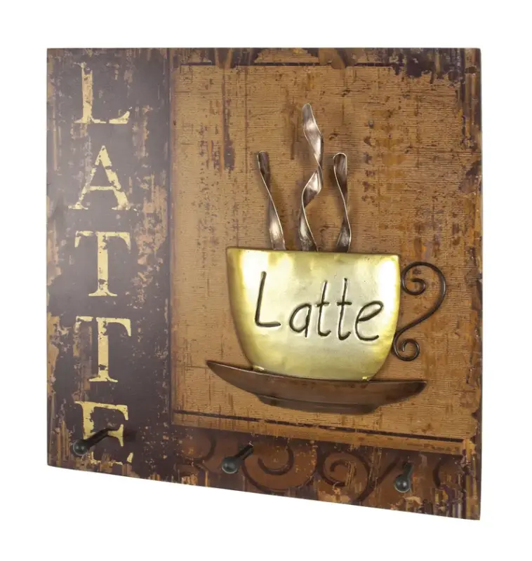 Wandgarderobe Latte 40 x 40 x 7 cm Vintage-Optik Kunstdruck auf MDF Online Kaufen