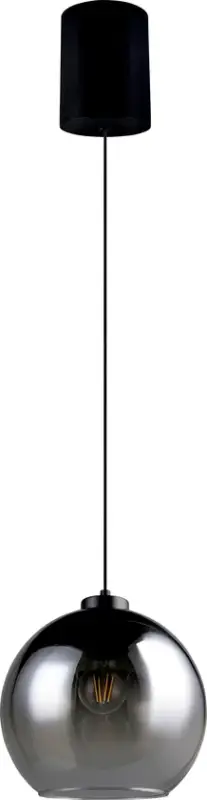Markenprodukt RL Pendelleuchte Liora Glas Kugelform Durchmesser 25 cm höhenverstellbar Schwarz/Rauchfarbig