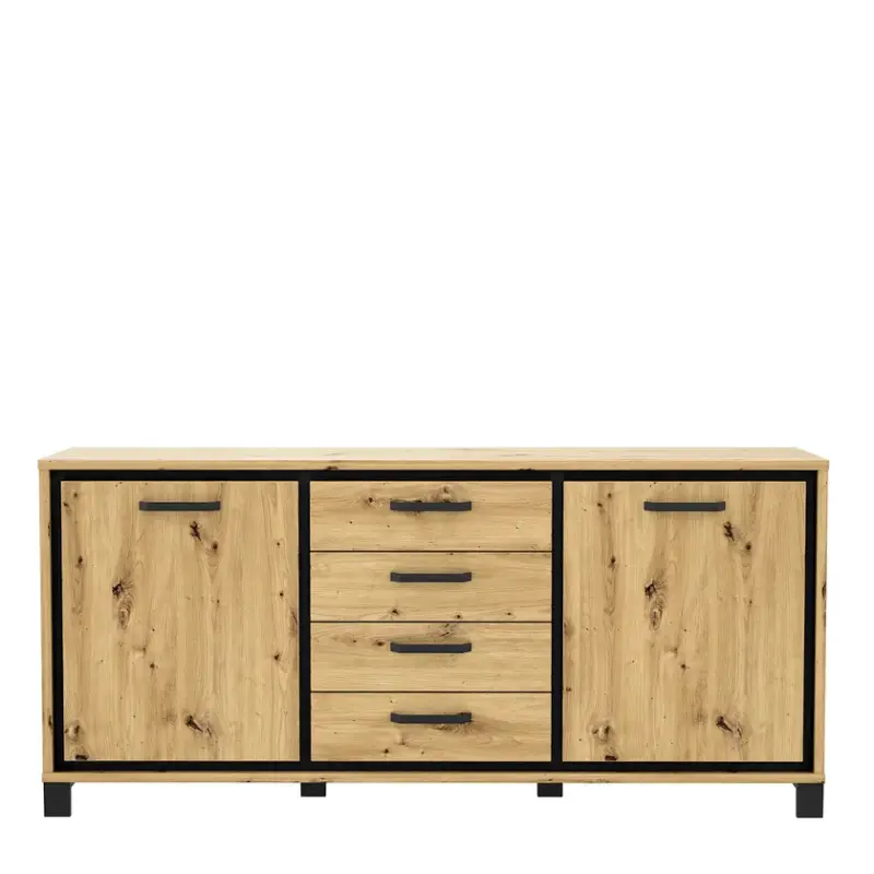 Sideboard Trondheim Metall 81,3 x 178,4 x 41,5 cm Artisan-Eiche-Dekor/Schwarz Schneller Versand