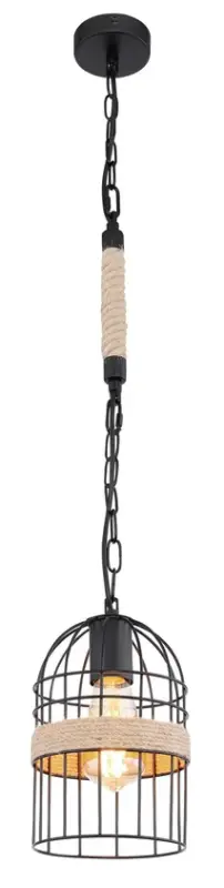 HALIA Pendellampe braun, schwarz 15677H,D/H: 15 x 125 cm, Metall, Textil Must-Have