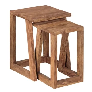 Beistelltische Bacoor 2er-Set Massivholz braun Neu