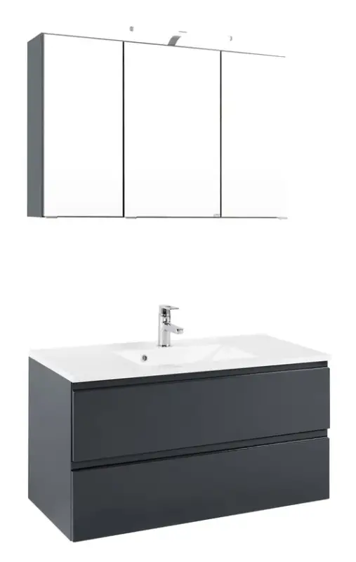 Echt Badmöbelset Cardiff 3-teilig 100 x 200 x 47 cm graphitgrau