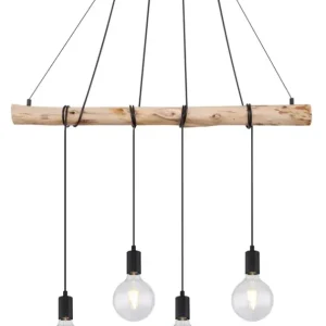 Super-Preis AUSTON Pendellampe braun, schwarz 15439, B/H/T: 90 x 120 x 7 cm, Metall, Holz