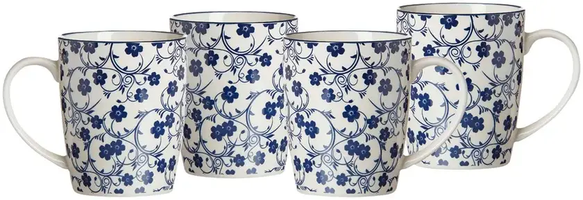 Neu Ritzenhoff & Breker Kaffeebecher Royal Sakura 4er Set blau/weiß