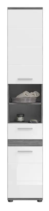 Hochschrank Blake Rauchsilber/Weiß Hochglanz 35x191x31 cm Nur Für Kurze Zeit
