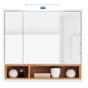 Spiegelschrank Milano Weiß/Absetzung Wildeiche Nachbildung ca. 80 x 72 x 20 cm Angebot