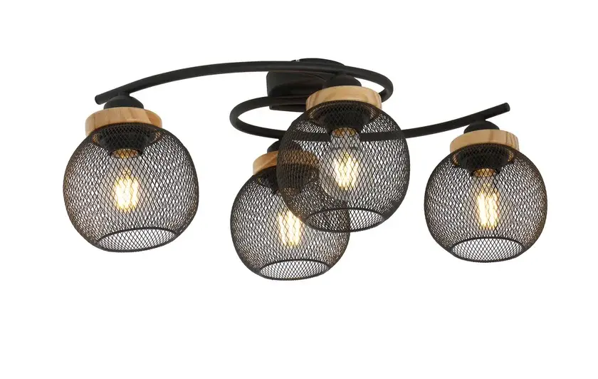 Solange Der Vorrat Reicht PABLO Deckenlampe schwarz 15663-4D,B/H/T: 60 x 22 x 35 cm, Metall, Holz