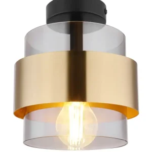 Schneller Versand MILLEY Deckenlampe goldfarben, schwarz 155, D/H: 18 x 21,5 cm, Glas, Metall
