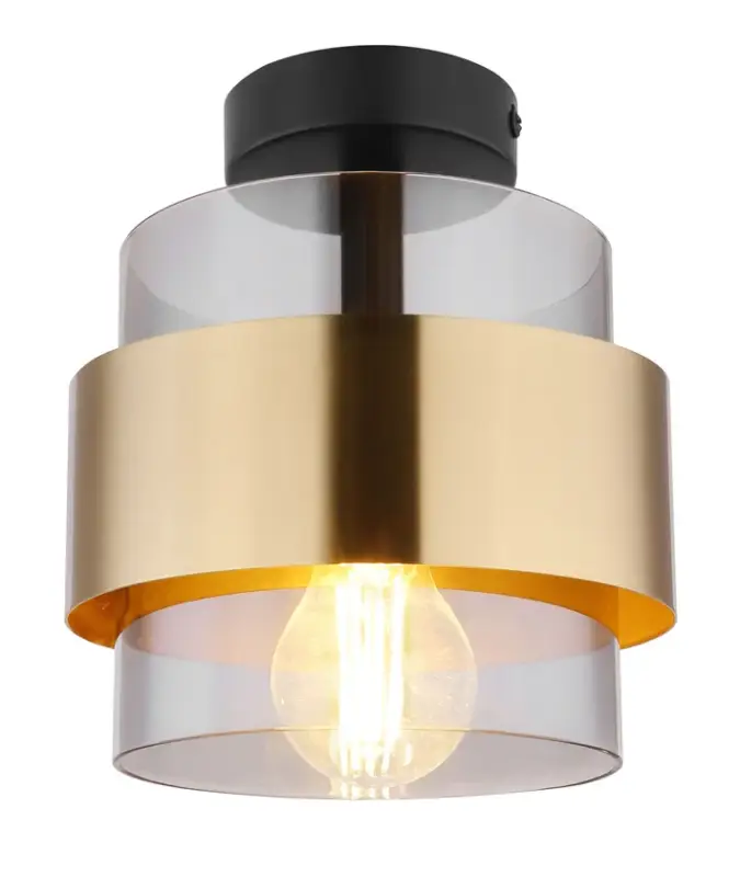 Schneller Versand MILLEY Deckenlampe goldfarben, schwarz 155, D/H: 18 x 21,5 cm, Glas, Metall