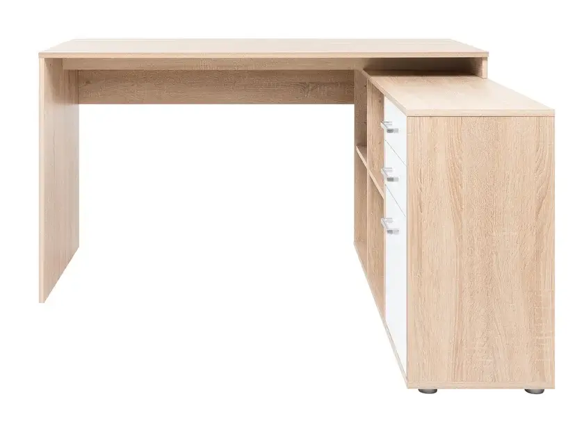Winkelschreibtisch London Eiche Nachbildung/Weiß ca. 136 x 75 x 139 cm Zertifiziert