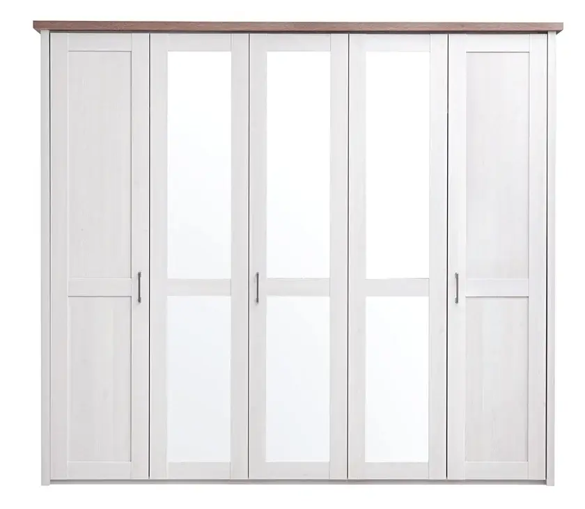 Letzte Chance Kleiderschrank Luca Pinie-Optik Weiß 241 x 212 x 62 cm