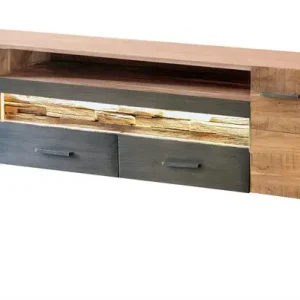 Geprüft Lowboard Hawk 175 x 63 x 40 cm Akazienholz/schwarz