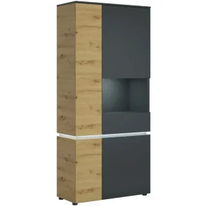 Top-Seller Vitrine Luci Eiche Artisan Nachbildung/Grau 90,4 x 199 x 40 cm