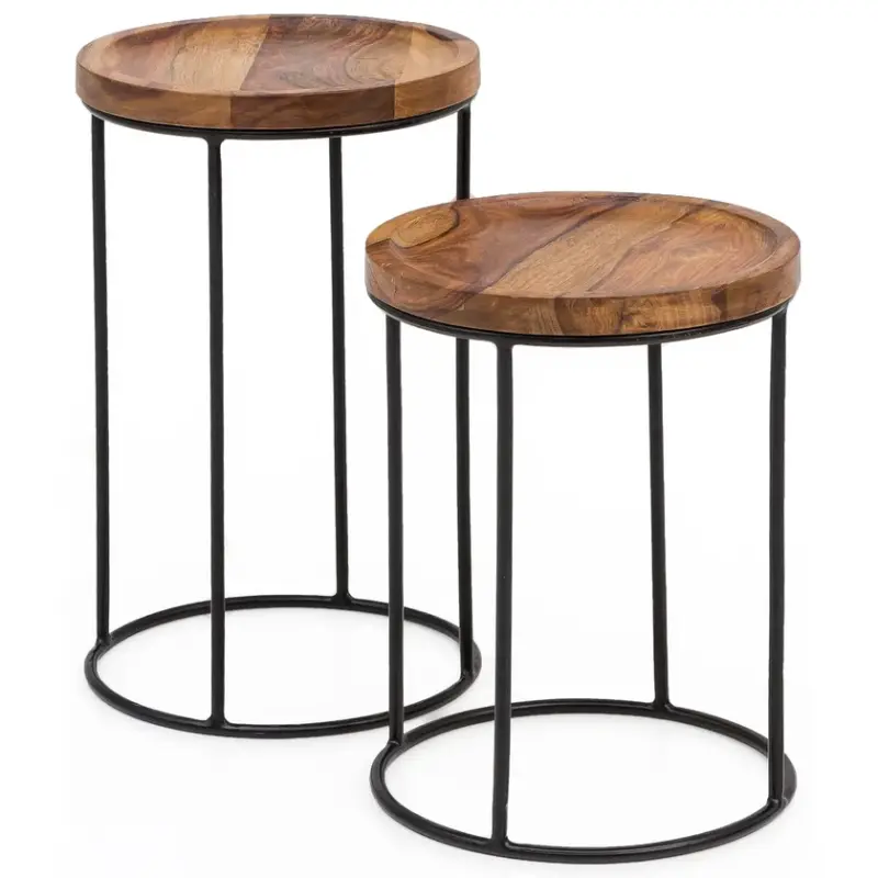 Beistelltische Silang 2er-Set Massivholz Metall braun Top-Seller