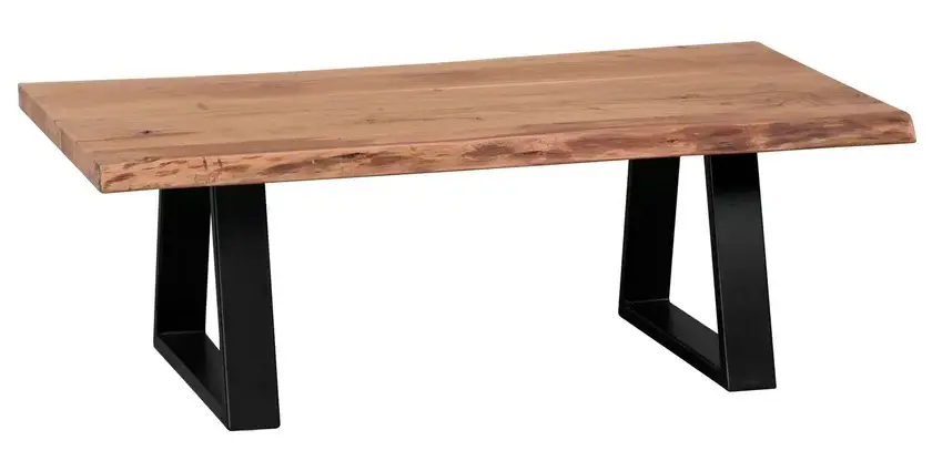 Schnäppchen Couchtisch Orfalu 60 x 115 x 40 cm Massivholz Akazie Metall