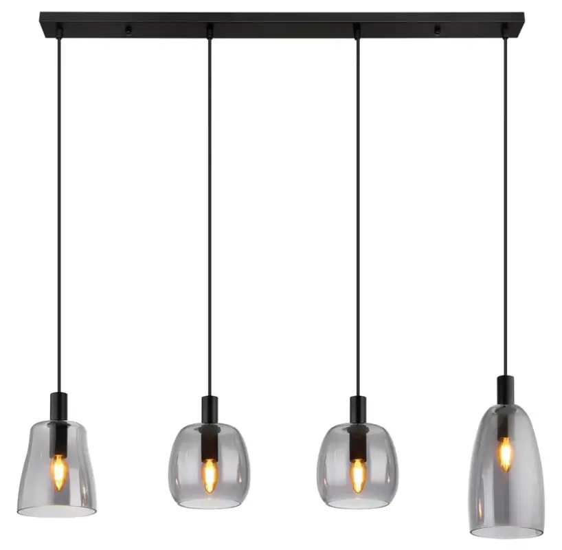 Sofort Bestellen GLOBO Retrofit Balkenpendel Garri 107x120 cm schwarz/rauchfarbig