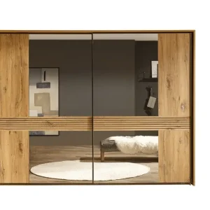 Neu Schwebetürenschrank Trattino 270,4x209x5x58cm Flagstaff Oak hell