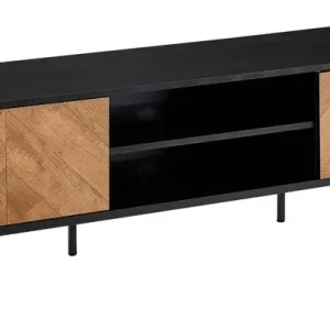 Mega-Angebot Lowboard 163 x 45 cm Schwarz/ Eiche-Dekor