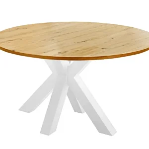 Esstisch Dakari 110(150) x 110 cm Asteiche-Dekor/Gestell weiß matt lack Preisknaller