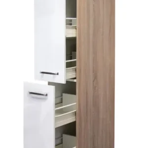 Demi-Apothekerschrank Valero Weiß Hochglanz/Braun 30x162x60cm Garantierte Lieferung