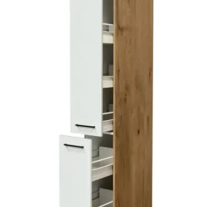 Apothekerschrank Avila Weiß / Braun 30x200x57cm Zertifiziert