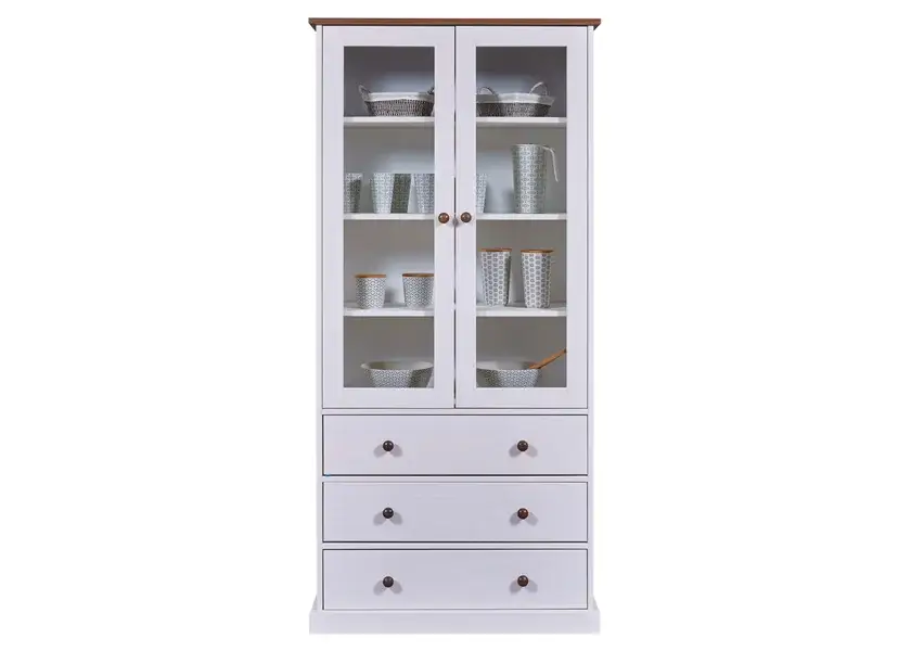 Vitrine Jacob Kiefer massiv lackiert 90 x 190 x 38,4 cm Ausverkauf