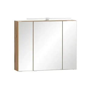 Spiegelschrank Gent weiß/braun B/H/T 80x64x20 cm Heißes Angebot