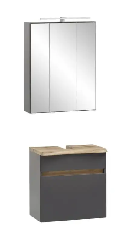 Waschtischkombination Brügge Wotaneiche B/H/T 61x200x55cm Top-Seller