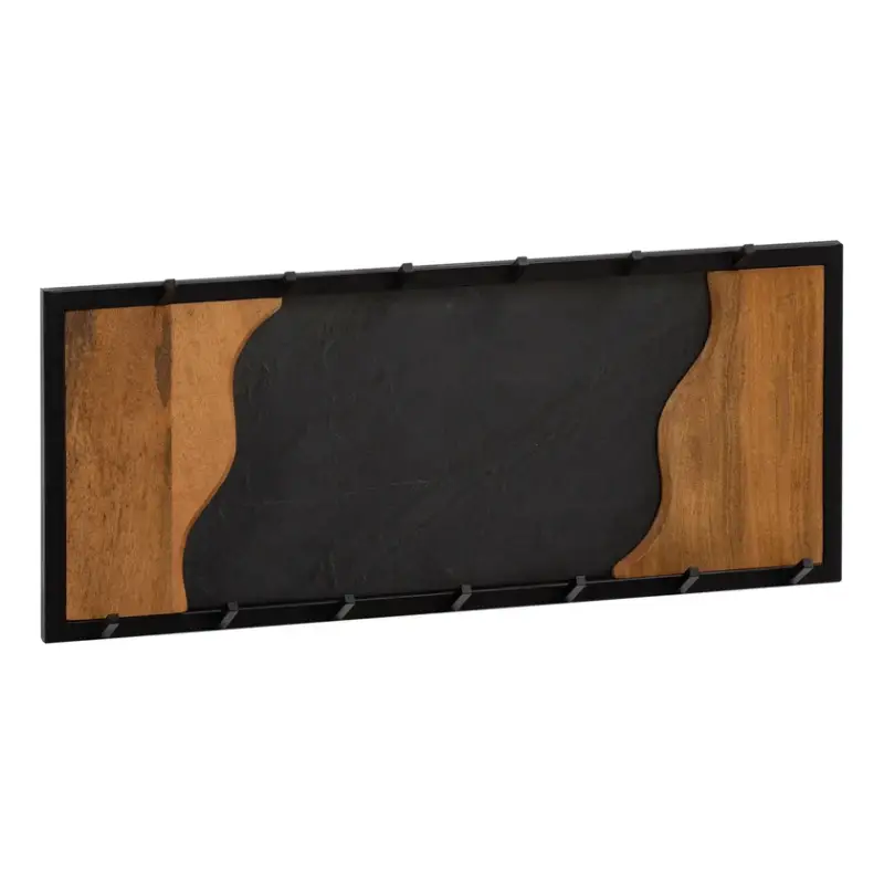 Kracherpreis Wandgarderobe 80x36x6 cm Metall/Massivholz/MDF schwarz/braun/Anthrazit
