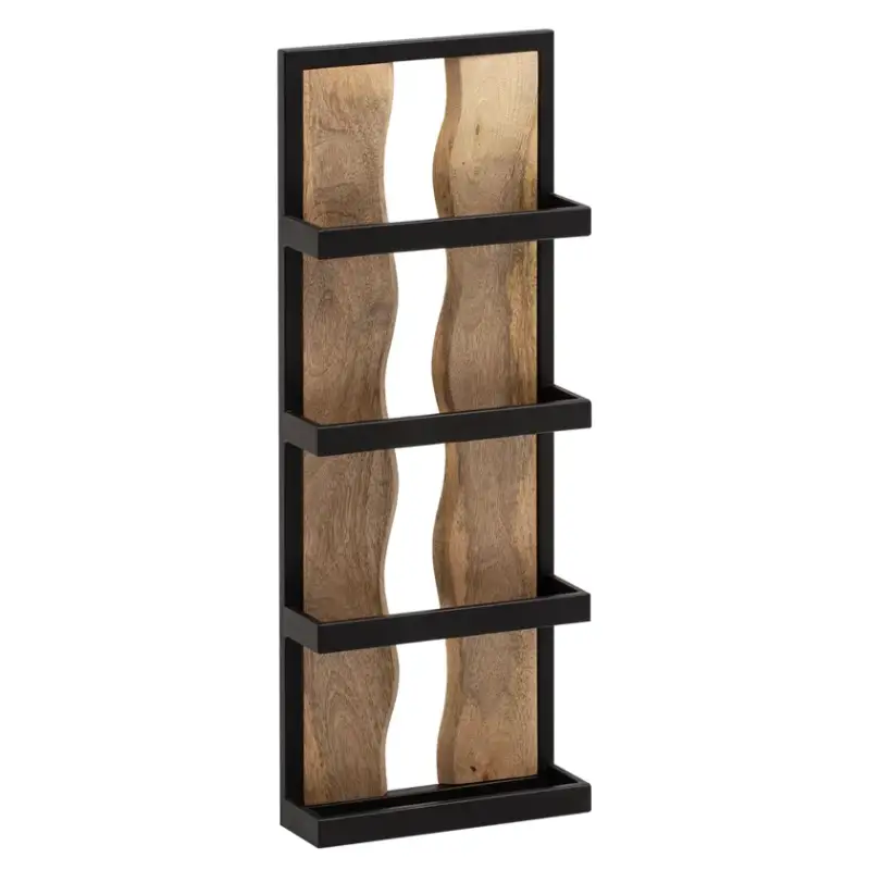Wandregal 30x80x10 cm Massivholz Mango/Metall braun/schwarz Online Kaufen