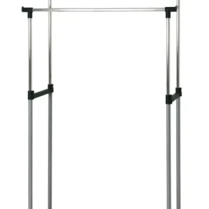 Rollgarderobe Sama Chromfarbig/Schwarz 80 x 96-165 x 42 cm Geprüft