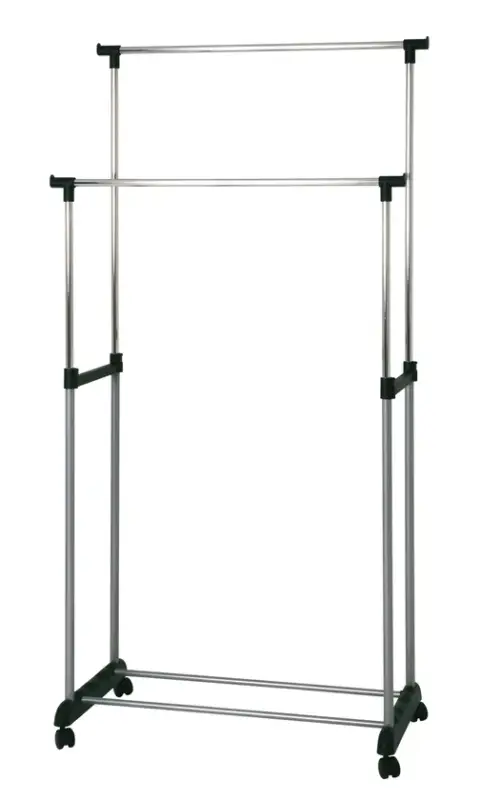 Rollgarderobe Sama Chromfarbig/Schwarz 80 x 96-165 x 42 cm Geprüft