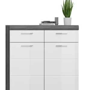 Günstig Schuhschrank Scout Rauchsilber / Weiß Hochglanz 90x96x37 cm