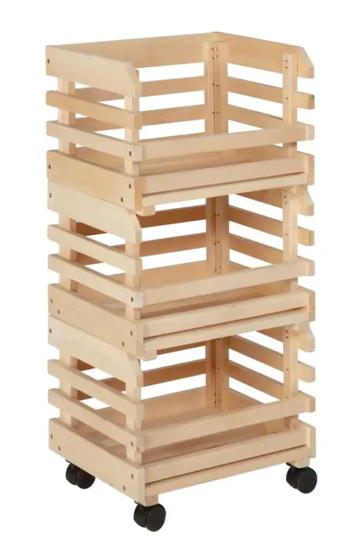 Stapelkisten-Regal Aaron Küchenhelfer 37x80x30 cm Natur Linde Markenprodukt